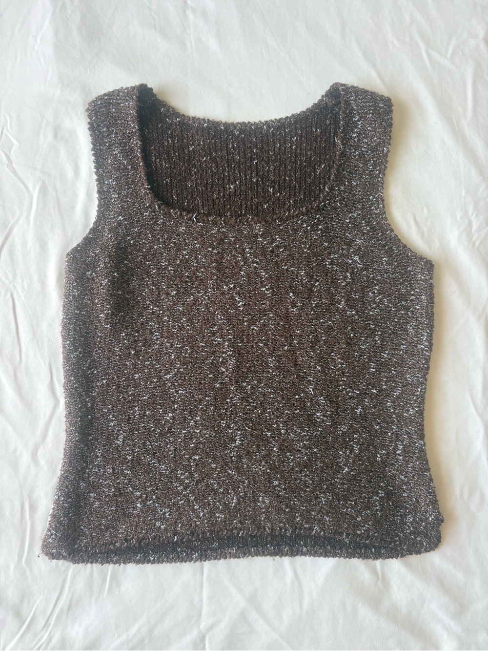 Brown Speckled Knit Tank Top